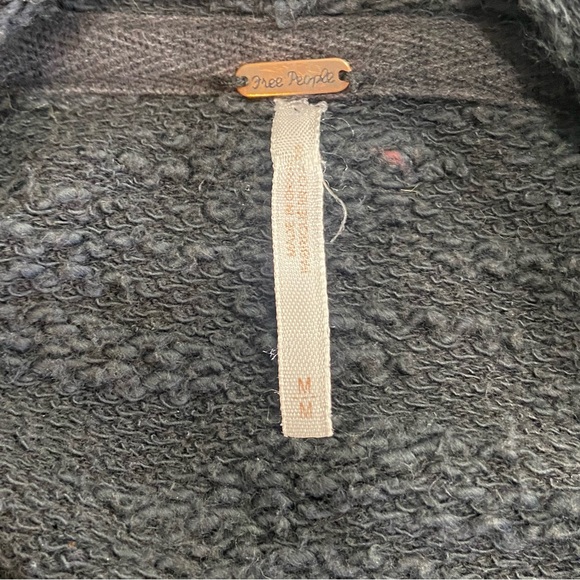 Free People In The Loop Cardigan Sweater Waterfall Black Terry Pockets zip Sz M - Picture 4 of 8